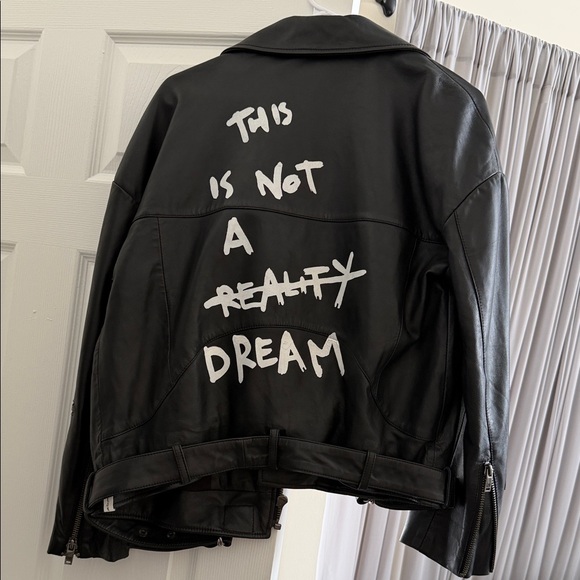 One Teaspoon Jackets & Blazers - One X Teaspoon Black Graffiti Leather Jacket - "This Is Not A Reality Dream"